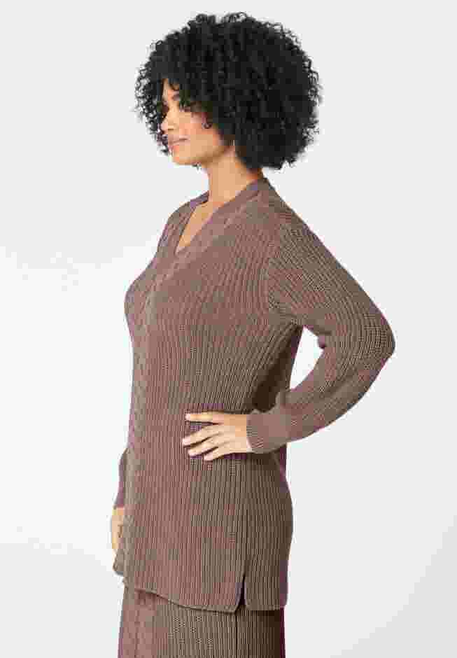 Cable Knit V Neck Sweater image number 2