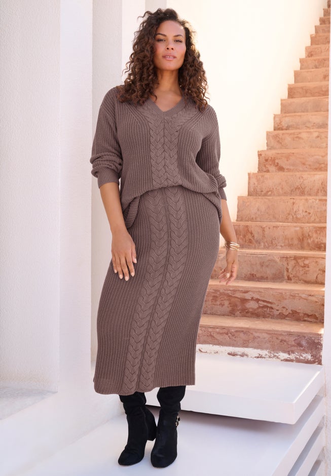 Cable Knit Midi Skirt image number 0