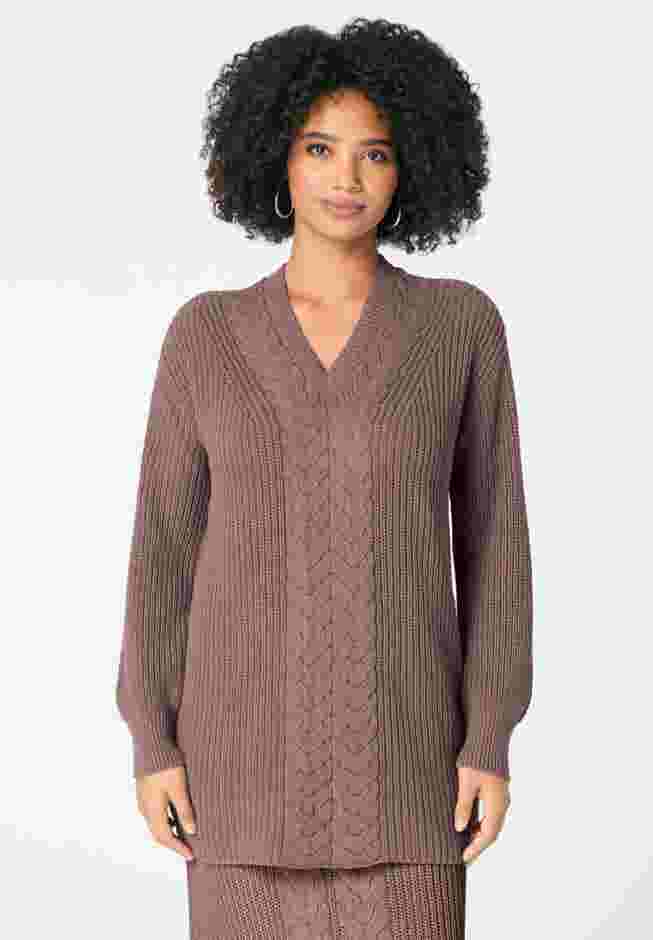 Cable Knit V Neck Sweater image number 0