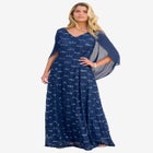 Plus-Size Allover Lace Gown with Capelet image number null