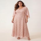 Plus-Size Allover Lace Gown with Capelet image number null
