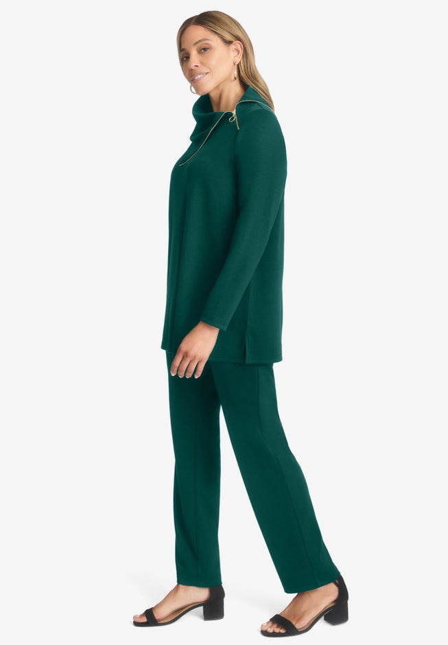 Ponte Split Neck 2-Piece Set image number 2