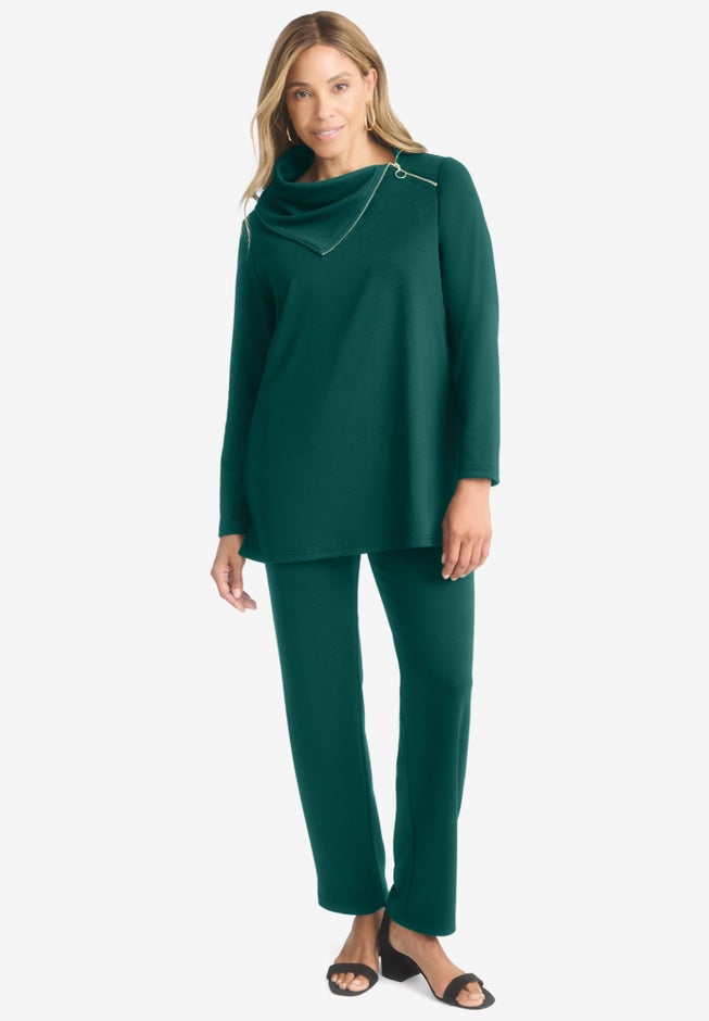 Ponte Split Neck 2-Piece Set image number 0