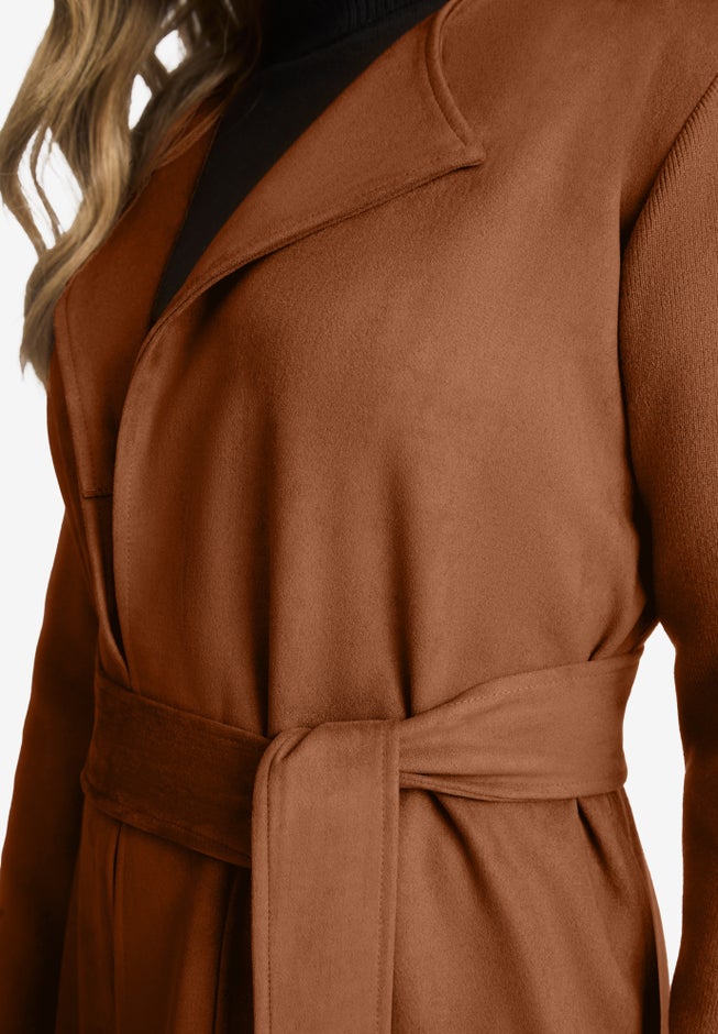 Faux Suede Coatigan image number null