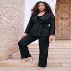 Plus Size Stretch Crepe Tie-Waist Jacket image number null