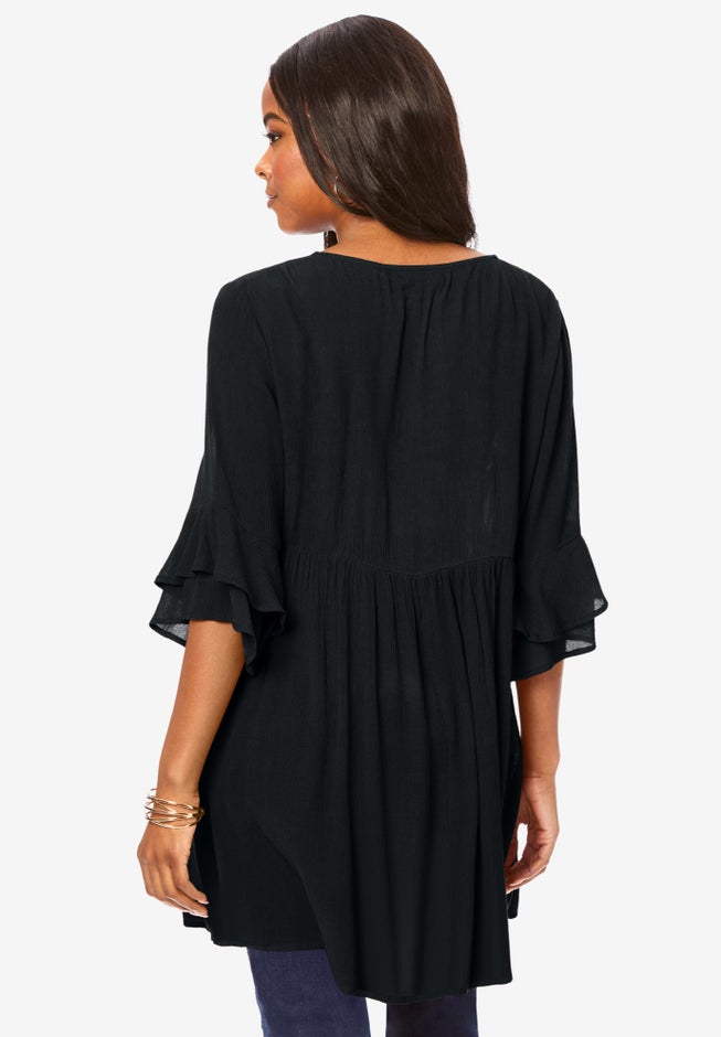 Hand Crinkled Flutter Sleeve Tunic image number 1