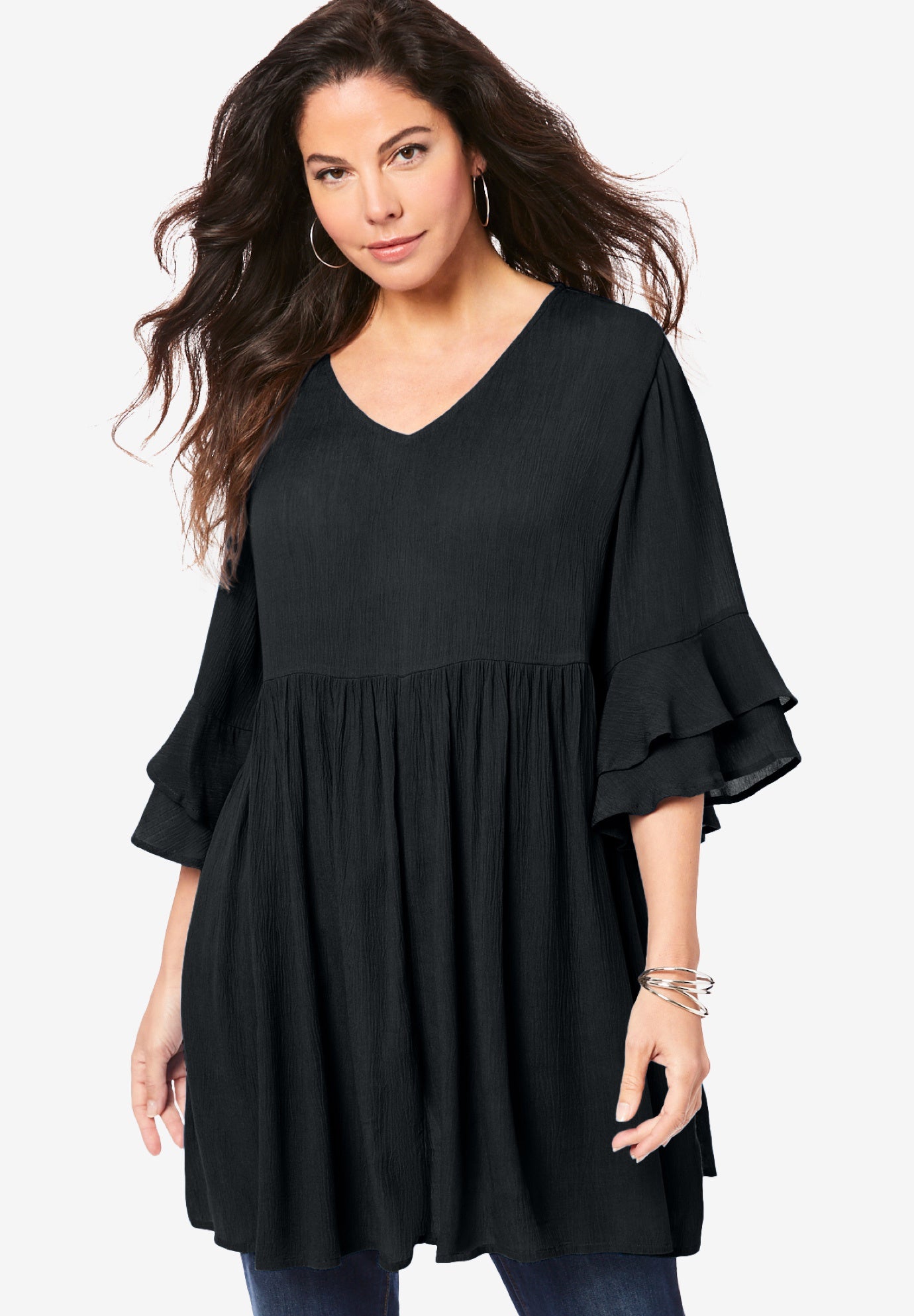 Hand Crinkled Flutter Sleeve Tunic image number 0