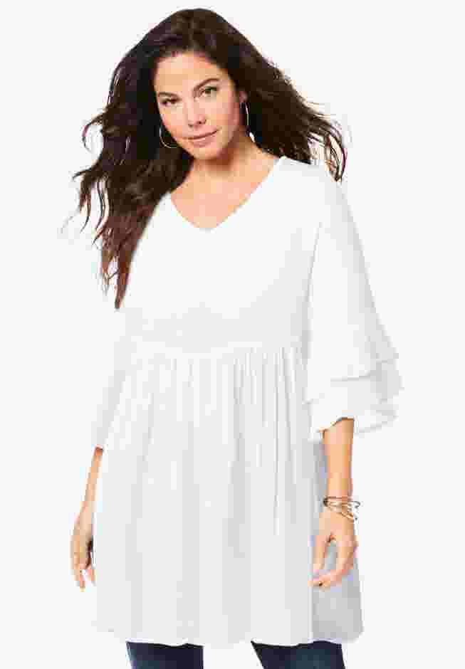 Hand Crinkled Flutter Sleeve Tunic image number 0