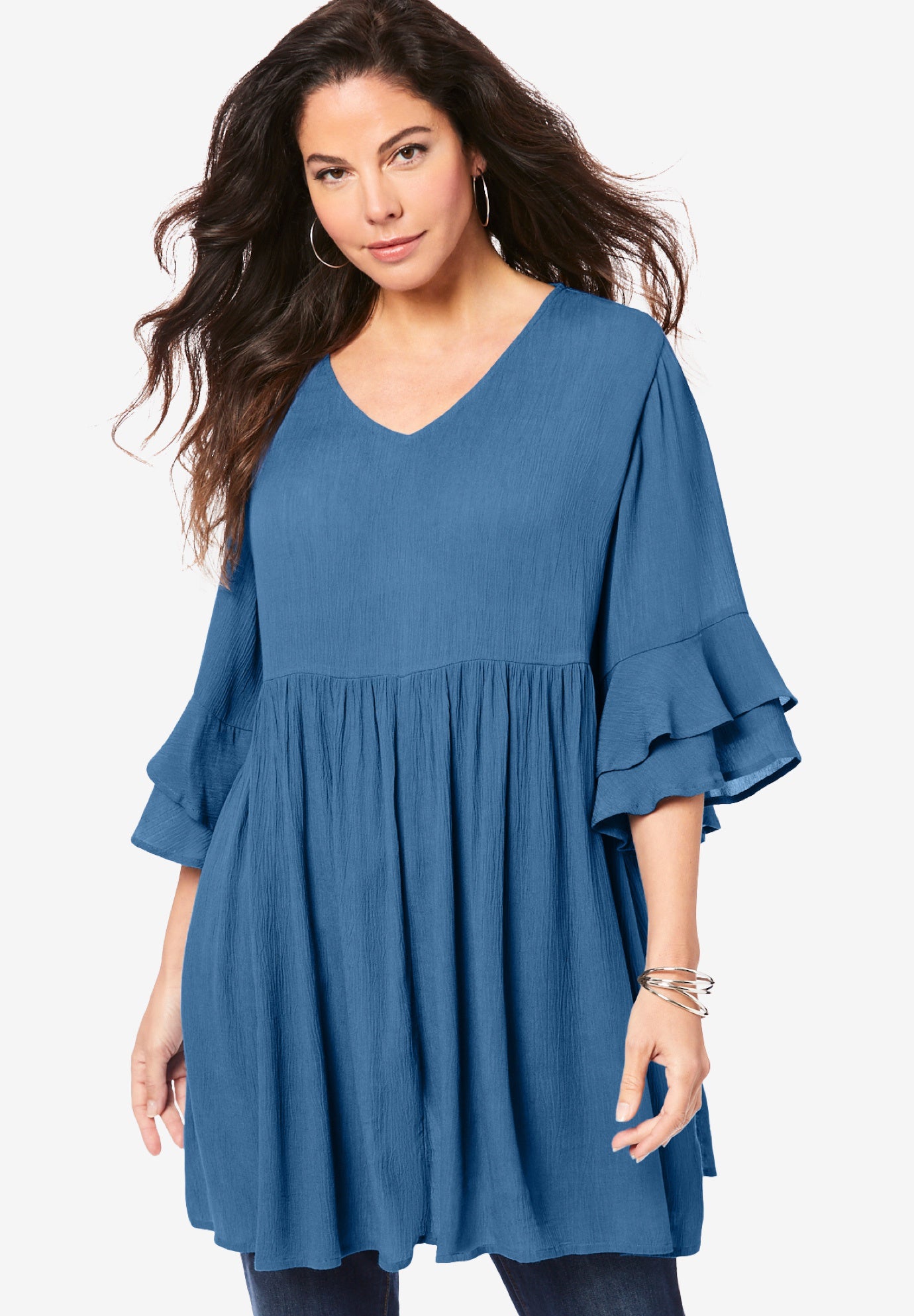 Hand Crinkled Flutter Sleeve Tunic image number 0