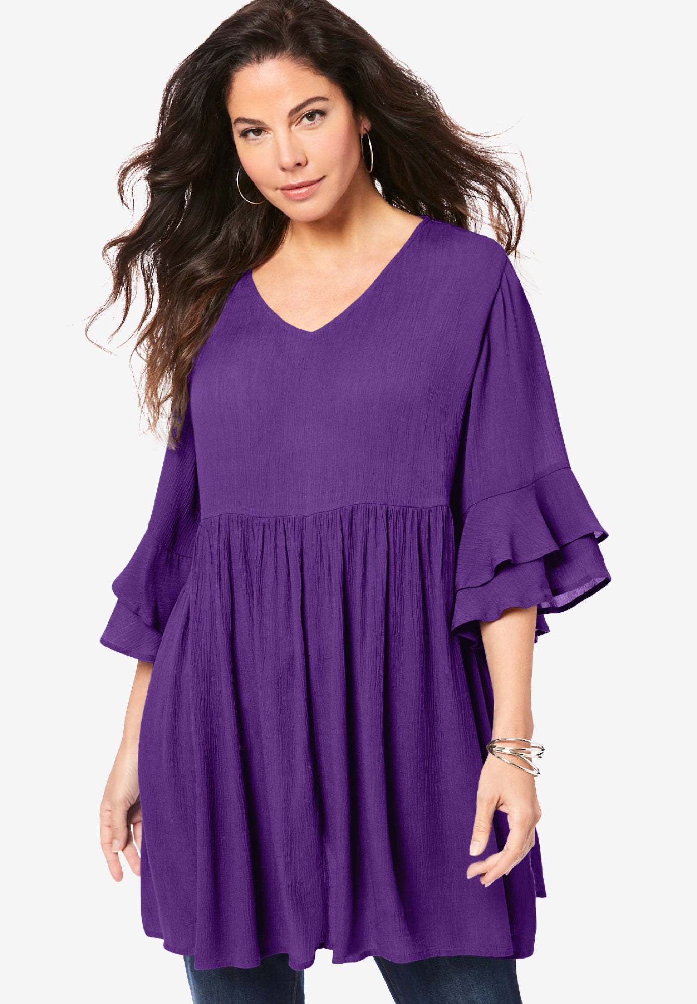 Hand Crinkled Flutter Sleeve Tunic image number 0