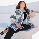 Plus Size Rayon Embroidered Kimono image number null