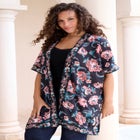 Plus Size Drape Embroidered Kimono image number null