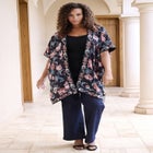Plus Size Drape Embroidered Kimono image number null