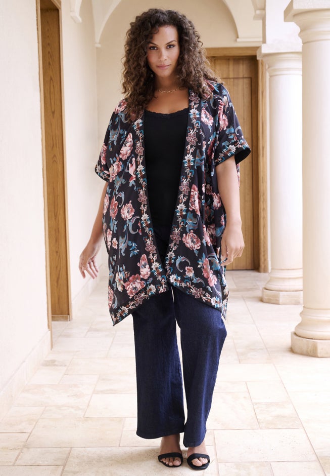 Embroidered Drape Kimono image number null