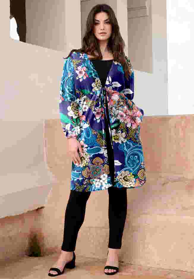 Crinkle Chiffon Tie Front Kimono image number 0