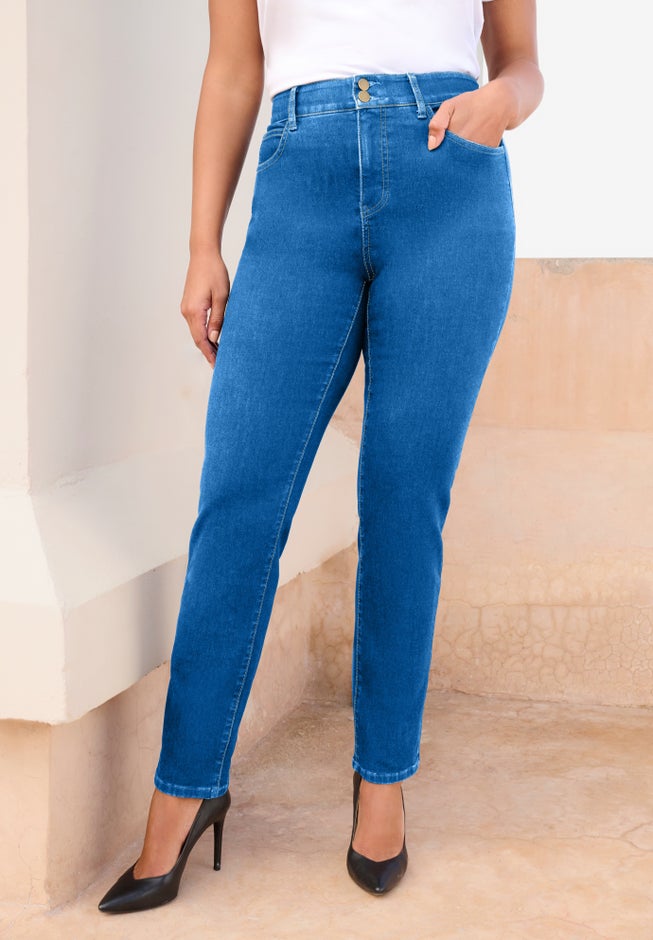 Plus Size High-Rise Tummy Control Straight-Leg Jeans image number 0