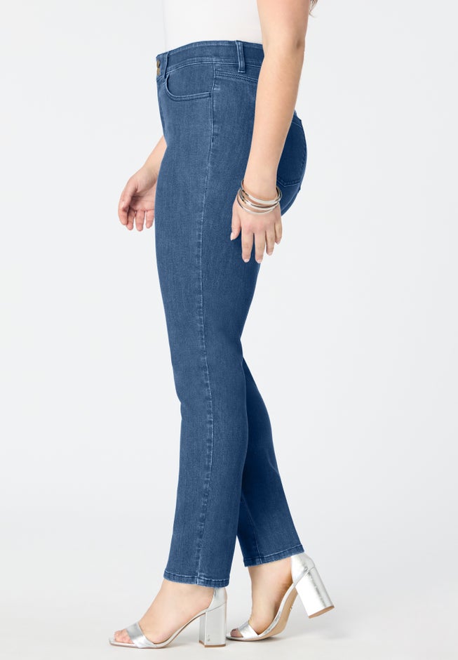 Plus Size High-Rise Tummy Control Straight-Leg Jeans image number 3