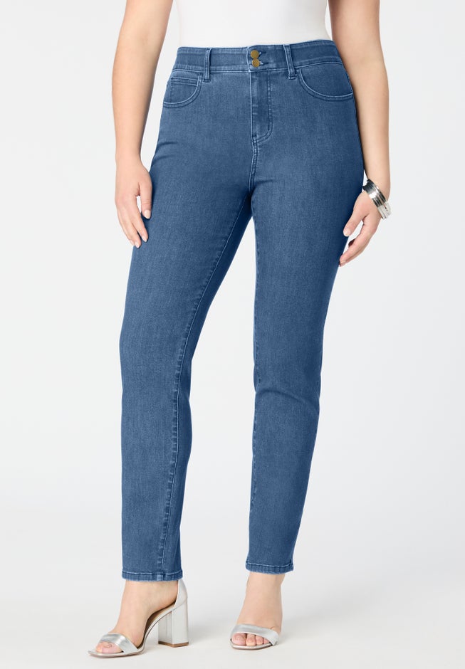 Plus Size High-Rise Tummy Control Straight-Leg Jeans image number 1