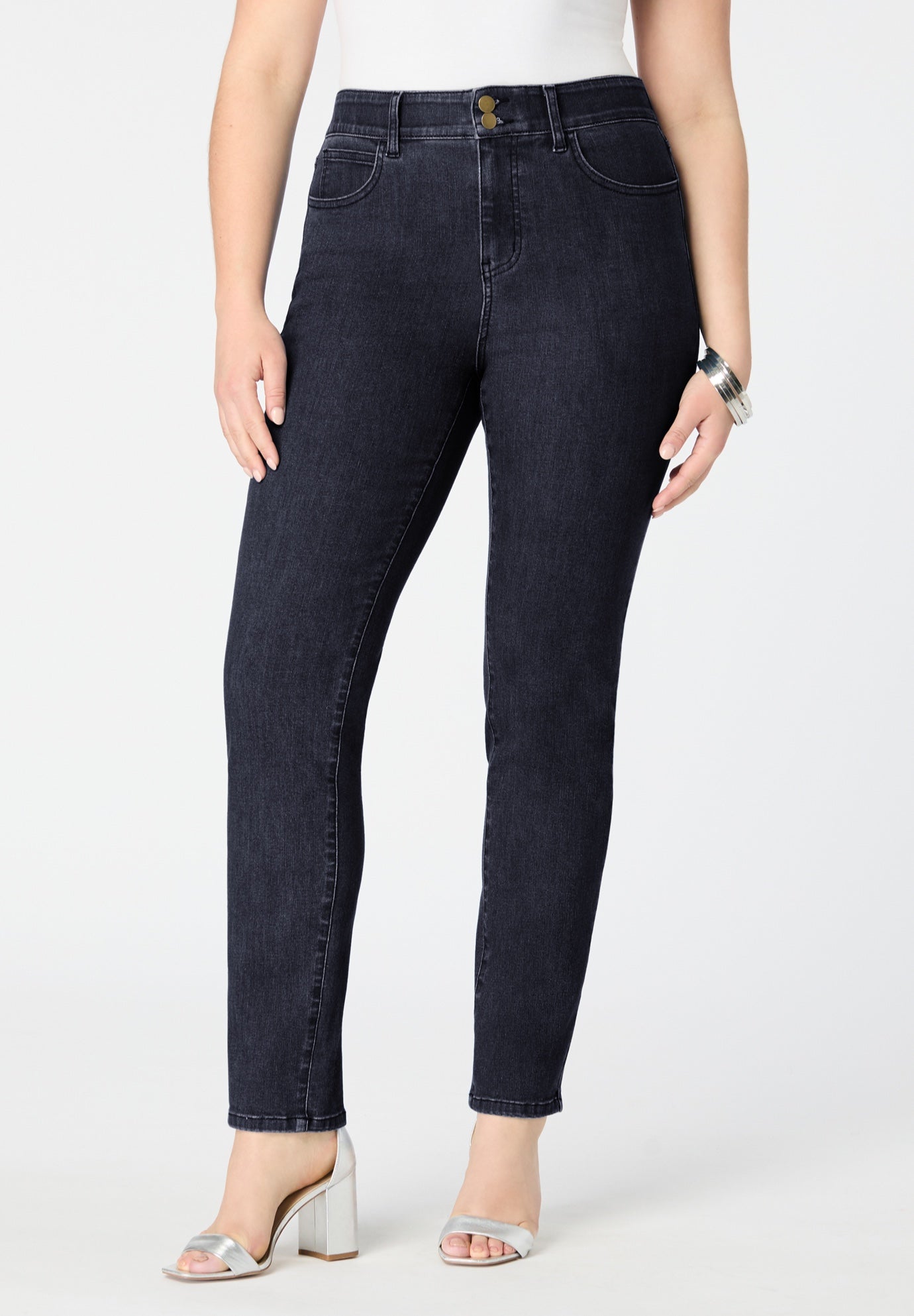 Plus Size High-Rise Tummy Control Straight-Leg Jeans image number 1