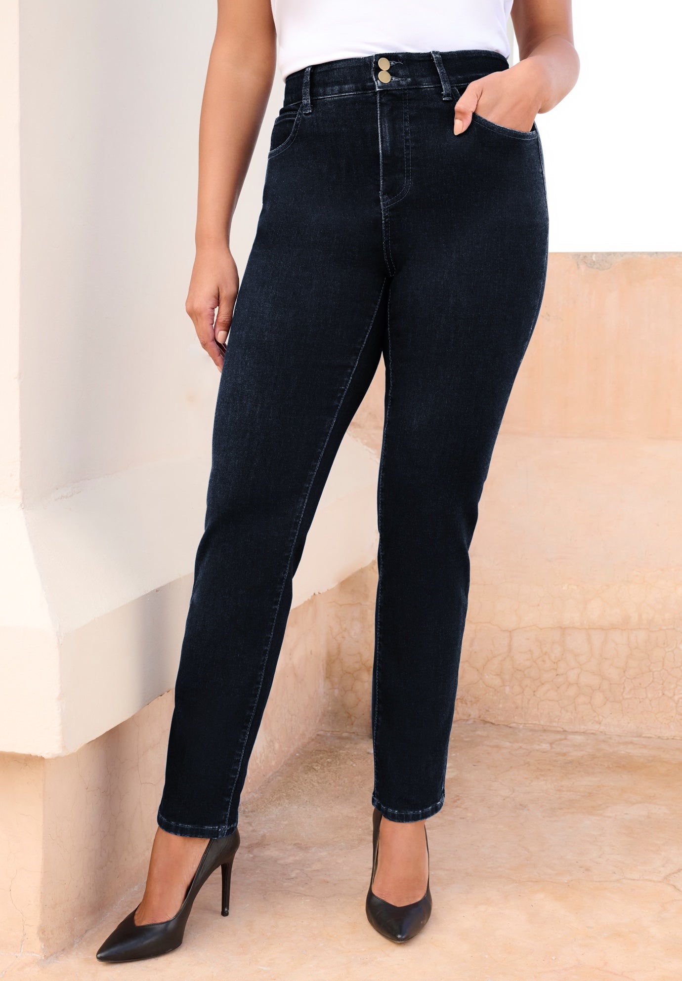Plus Size High-Rise Tummy Control Straight-Leg Jeans image number 0