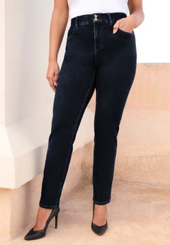 Plus Size High-Rise Tummy Control Straight-Leg Jeans