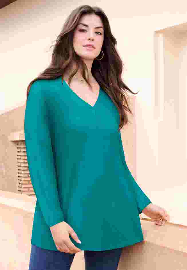 Knit V-Neck Tunic image number 0