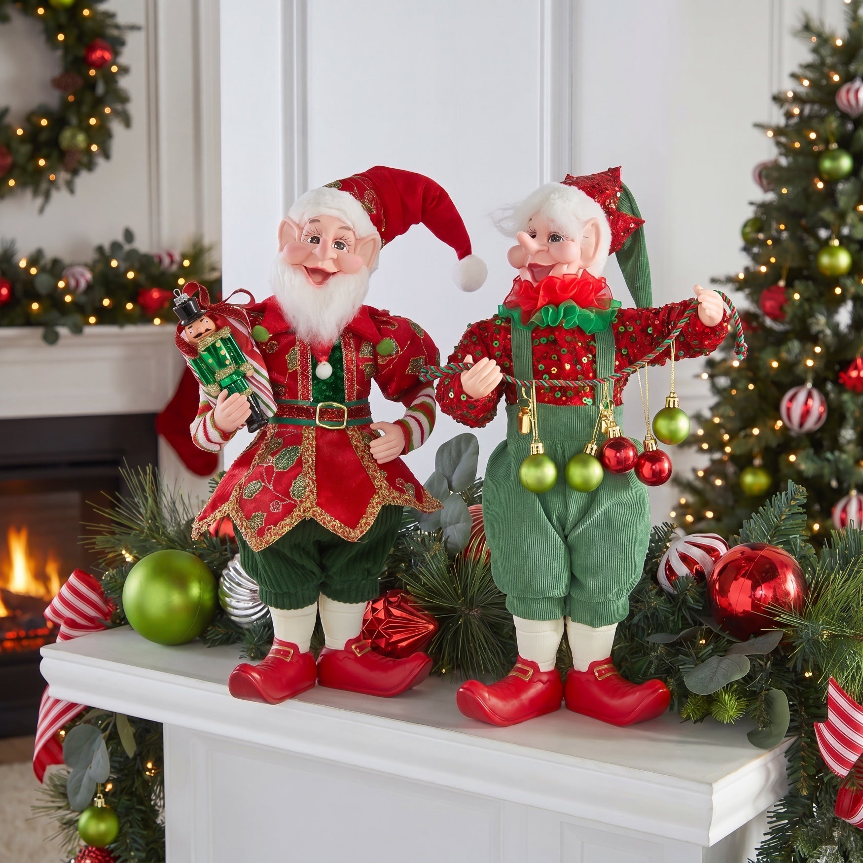 16"H Elf With Ornament Garland image number 0