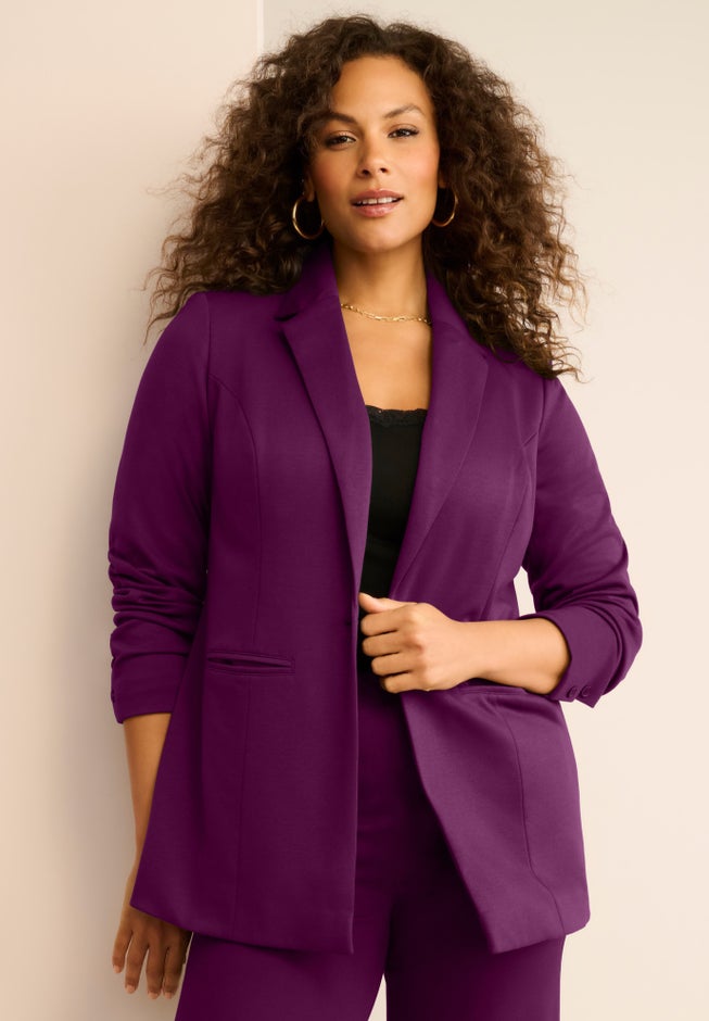 Plus Size Comfort Stretch Ponte Blazer image number 1