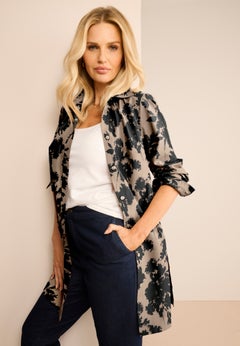 Kate Long-Sleeve Crisp Cotton-Blend Button-Front Tunic