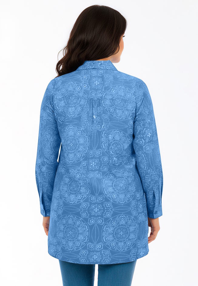 Kate Long-Sleeve Crisp Cotton-Blend Button-Front Tunic image number 1