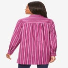 Plus Size Kate Long Sleeve Tunic Easy Cotton-Blend Button-Front Shirt image number null