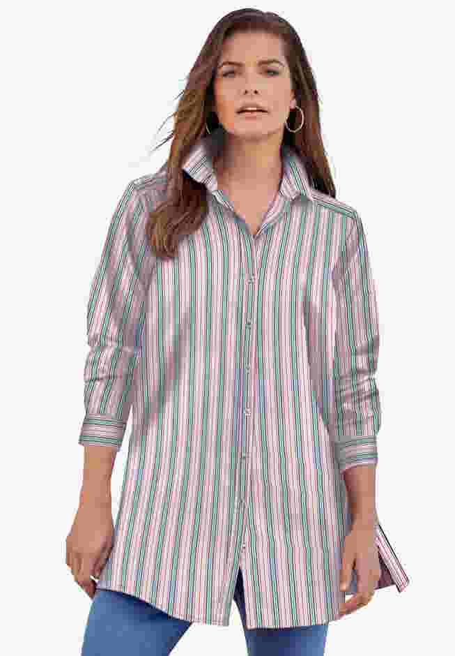 Plus Size Kate Long Sleeve Easy Cotton-Blend Button-Front Shirt image number 4