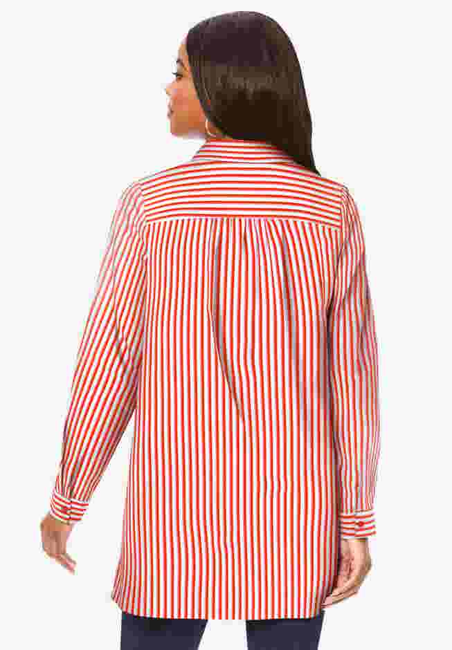 Plus Size Kate Long Sleeve Tunic Easy Cotton-Blend Button-Front Shirt image number 1
