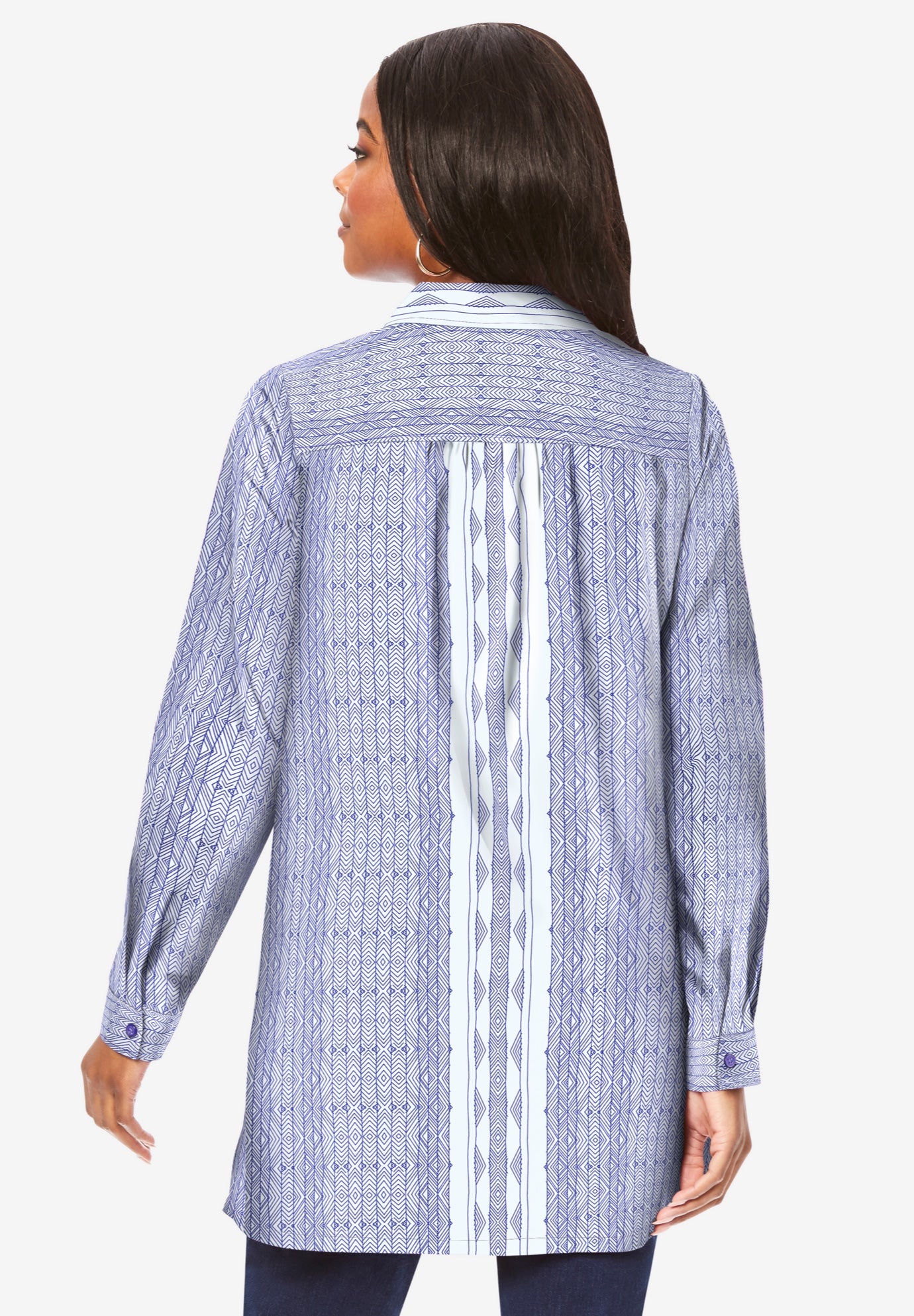Kate Long-Sleeve Crisp Cotton-Blend Button-Front Tunic image number 1