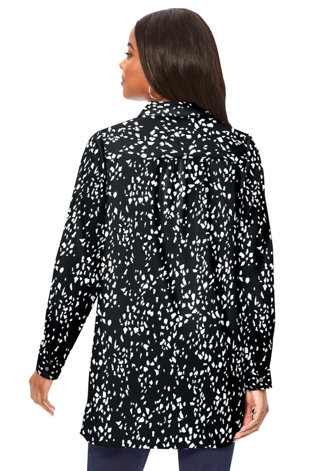 Kate Long-Sleeve Crisp Cotton-Blend Button-Front Tunic image number 1