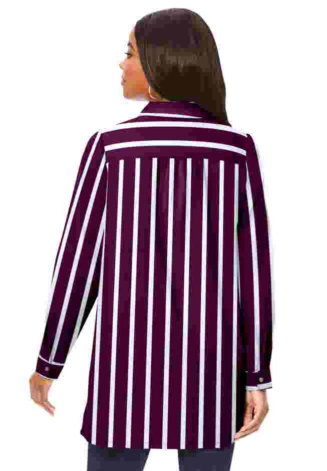 Plus Size Kate Long Sleeve Tunic Easy Cotton-Blend Button-Front Shirt image number 1