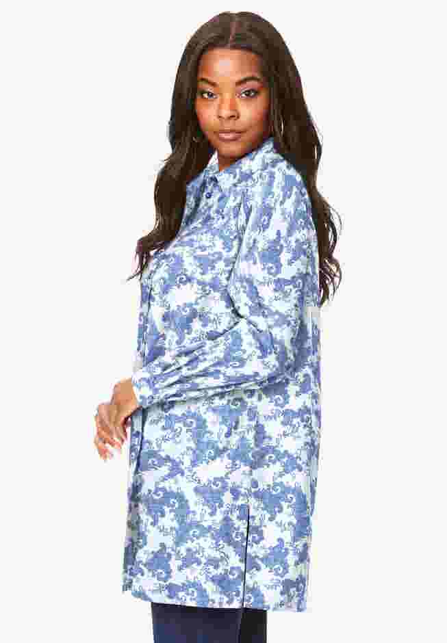 Plus Size Kate Long Sleeve Easy Cotton-Blend Button-Front Shirt image number 2