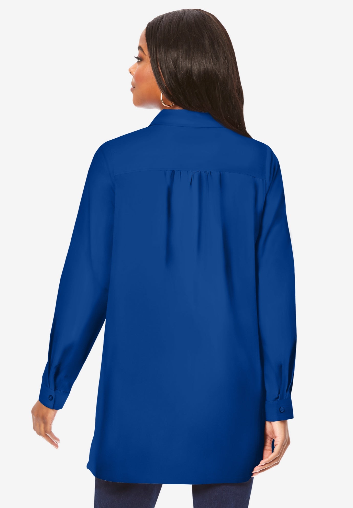 Kate Long-Sleeve Crisp Cotton-Blend Button-Front Tunic image number 1