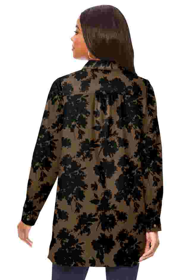 Plus Size Kate Long Sleeve Easy Cotton-Blend Button-Front Shirt image number 1