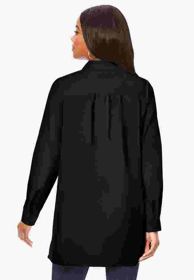 Plus Size Kate Long Sleeve Tunic Easy Cotton-Blend Button-Front Shirt image number 1