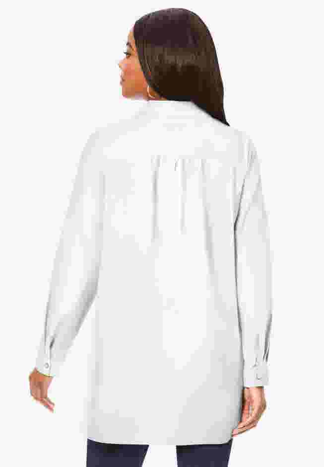 Plus Size Kate Long Sleeve Easy Cotton-Blend Button-Front Shirt image number 1