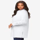 Plus Size Kate Long Sleeve Tunic Easy Cotton-Blend Button-Front Shirt image number null