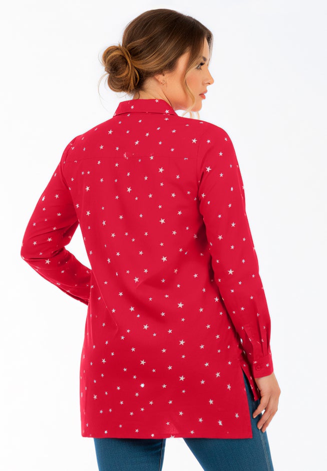 Kate Long-Sleeve Crisp Cotton-Blend Button-Front Tunic image number 1