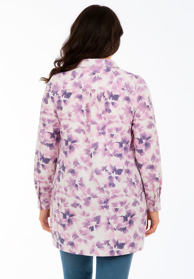 Kate Long-Sleeve Crisp Cotton-Blend Button-Front Tunic image number 1