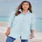 Kate Long-Sleeve Crisp Cotton-Blend Button-Front Tunic image number null
