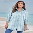 Kate Long-Sleeve Crisp Cotton-Blend Button-Front Tunic image number null