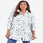 Plus Size Kate Long Sleeve Tunic Easy Cotton-Blend Button-Front Shirt image number null