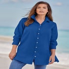 Kate Long-Sleeve Crisp Cotton-Blend Button-Front Tunic image number null