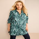 Kate Long-Sleeve Crisp Cotton-Blend Button-Front Tunic image number null