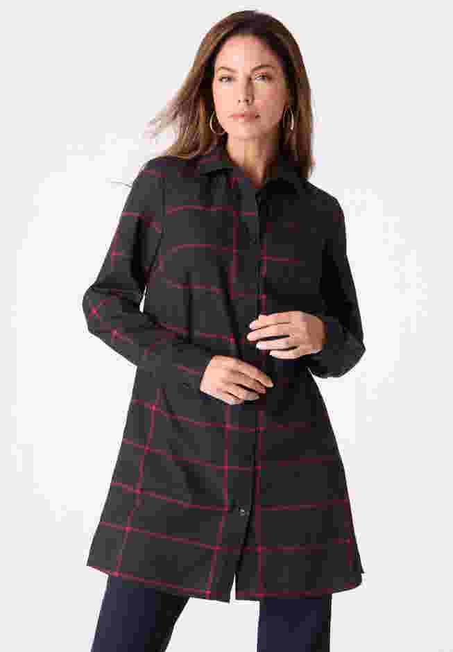 Plus Size Kate Long Sleeve Tunic Easy Cotton-Blend Button-Front Shirt image number 0